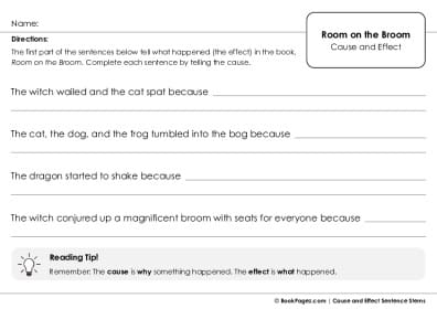 Thumbnail for Cause and Effect Sentence Stems with Room on the Broom