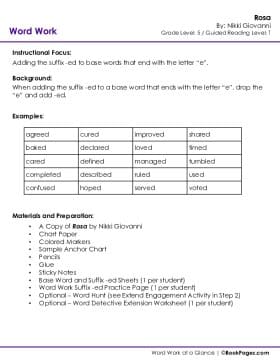 The first page of Suffixes with Rosa