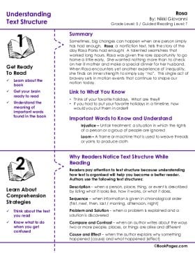 The first page of Understanding Text Structure with Rosa