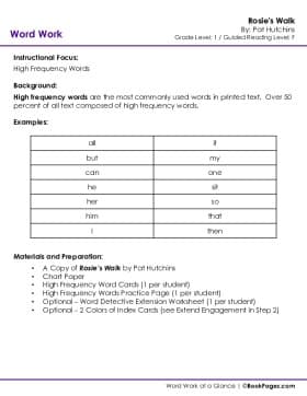 The first page of High-Frequency Words with Rosie's Walk