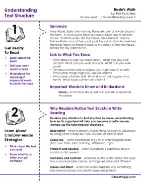 The first page of Understanding Text Structure with Rosie's Walk