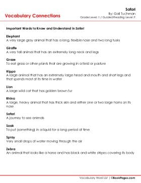The first page of Vocabulary Connections with Safari