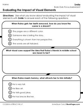 The first page of Book Club for Smile Focus Assessment and Rubric