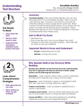 The first page of Understanding Text Structure with Snowflake Bentley