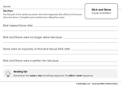 Thumbnail for Cause and Effect Sentence Stems with Stick and Stone