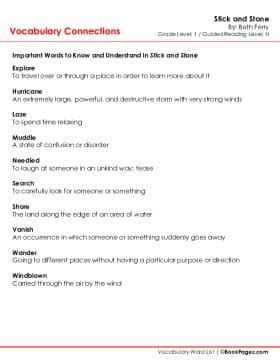 The first page of Vocabulary Connections with Stick and Stone