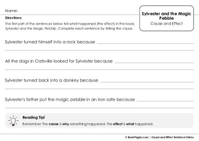 Thumbnail for Cause and Effect Sentence Stems with Sylvester and the Magic Pebble