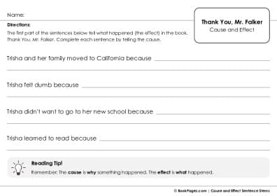 Thumbnail for Cause and Effect Sentence Stems with Thank You