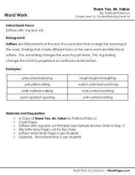 The first page of Suffixes with Thank You