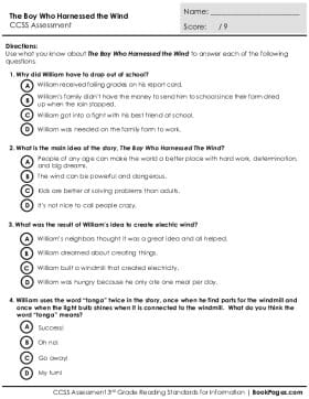 Thumbnail for Comprehension Assessment with The Boy Who Harnessed the Wind