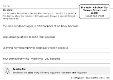 Thumbnail for Cause and Effect Sentence Stems with The Brain: All about Our Nervous System and More!