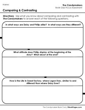 The first page of Book Club for The Candymakers Focus Assessment and Rubric