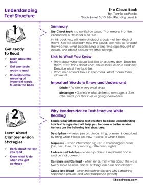 The first page of Understanding Text Structure with The Cloud Book
