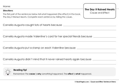 Thumbnail for Cause and Effect Sentence Stems with The Day It Rained Hearts