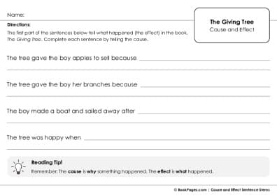 Thumbnail for Cause and Effect Sentence Stems with The Giving Tree