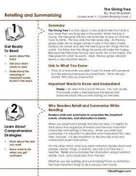 The first page of Retelling & Summarizing with The Giving Tree