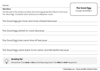 Thumbnail for Cause and Effect Sentence Stems with The Good Egg