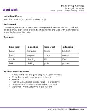 The first page of Inflectional Endings with The Leaving Morning