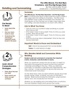 The first page of Retelling & Summarizing with The Little Mouse, The Red Ripe Strawberry, and The Big Hungry Bear
