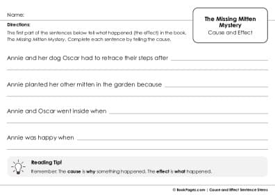 Thumbnail for Cause and Effect Sentence Stems with The Missing Mitten Mystery