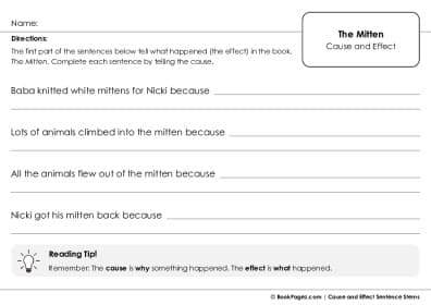 Thumbnail for Cause and Effect Sentence Stems with The Mitten