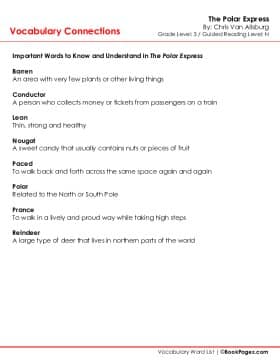 The first page of Vocabulary Connections with The Polar Express