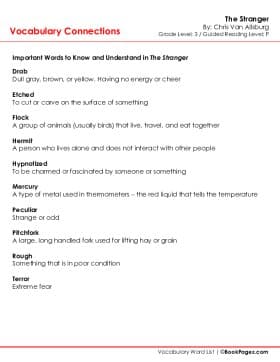 The first page of Vocabulary Connections with The Stranger