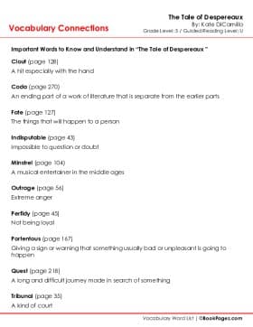 The first page of Vocabulary Connections with The Tale of Despereaux