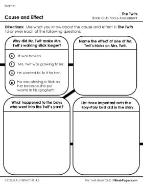 The first page of Book Club for The Twits Focus Assessment and Rubric