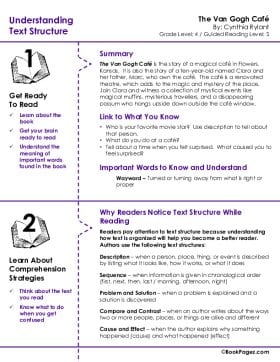 The first page of Understanding Text Structure with The Van Gogh Café