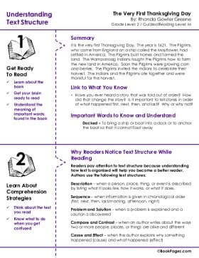 The first page of Understanding Text Structure with The Very First Thanksgiving Day