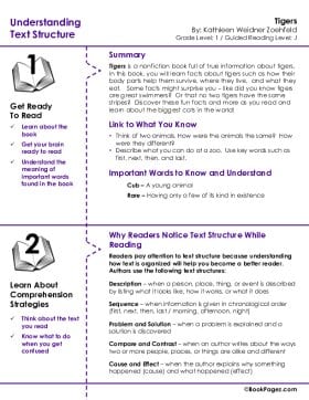 The first page of Understanding Text Structure with Tigers