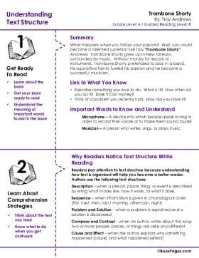 The first page of Understanding Text Structure with Trombone Shorty