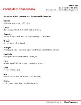 The first page of Vocabulary Connections with Weather