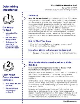 The first page of Determining Importance with What Will the Weather Be?