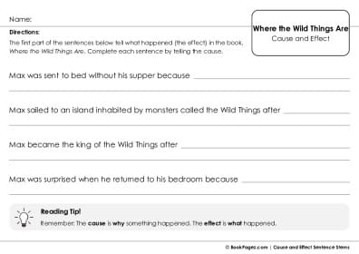 Thumbnail for Cause and Effect Sentence Stems with Where the Wild Things Are