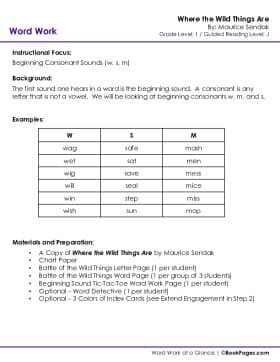 The first page of Consonants with Where the Wild Things Are