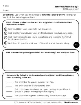 Thumbnail for Comprehension Assessment with Who Was Walt Disney?