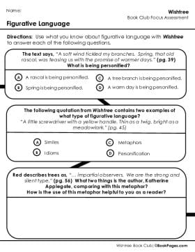 The first page of Book Club for Wishtree Focus Assessment and Rubric