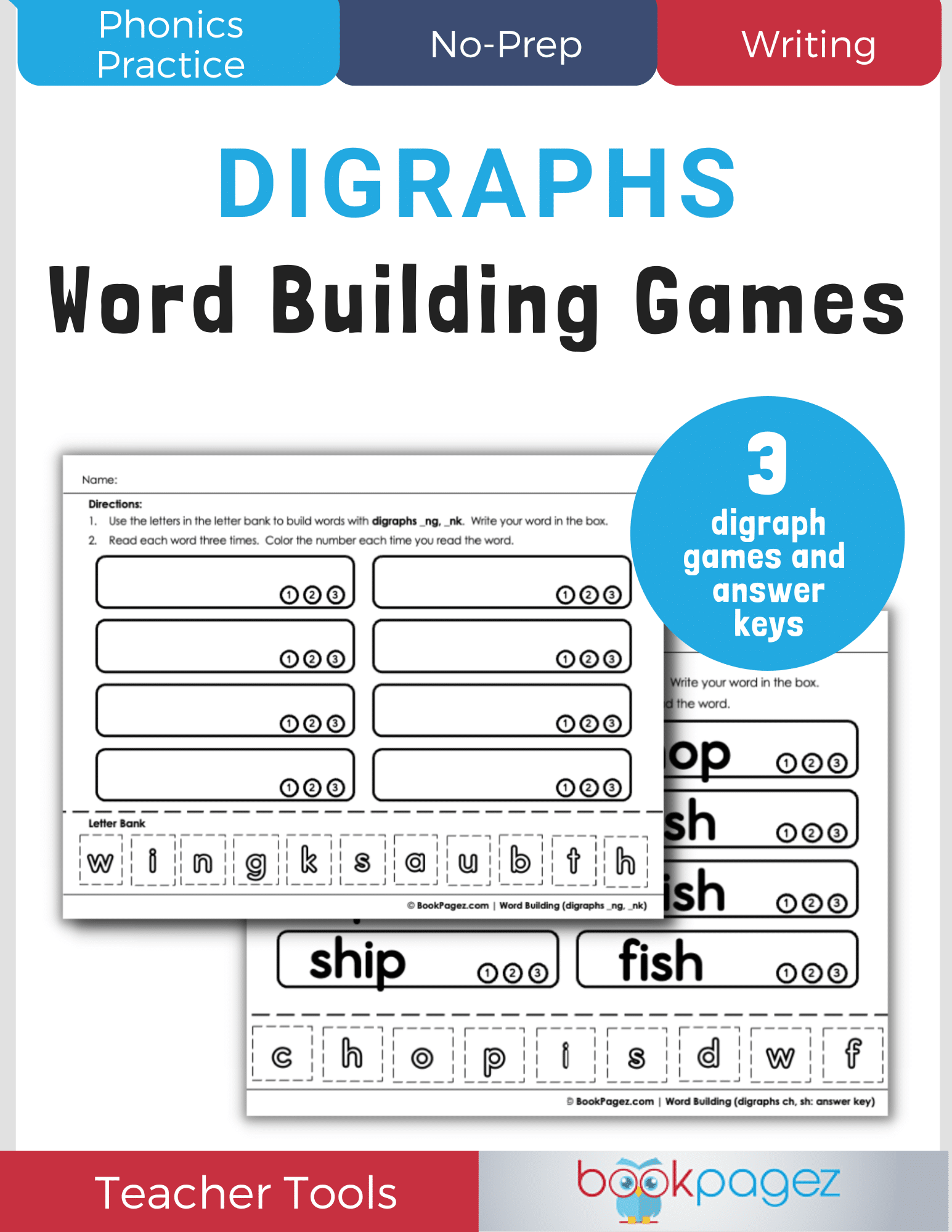 Teaching resource cover for Word Building Games: Digraphs