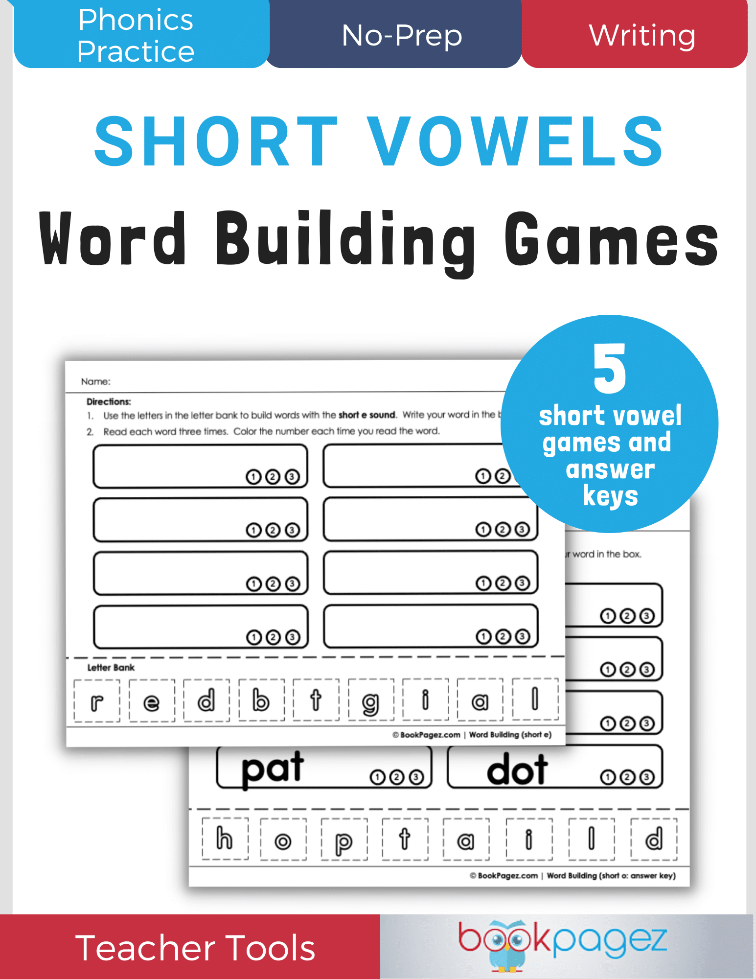 Teaching resource cover for Word Building Games: Short Vowels