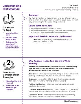 The first page of Understanding Text Structure with Yo! Yes?